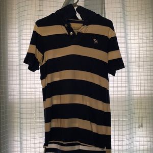 Men's A&F blue and white striped polo